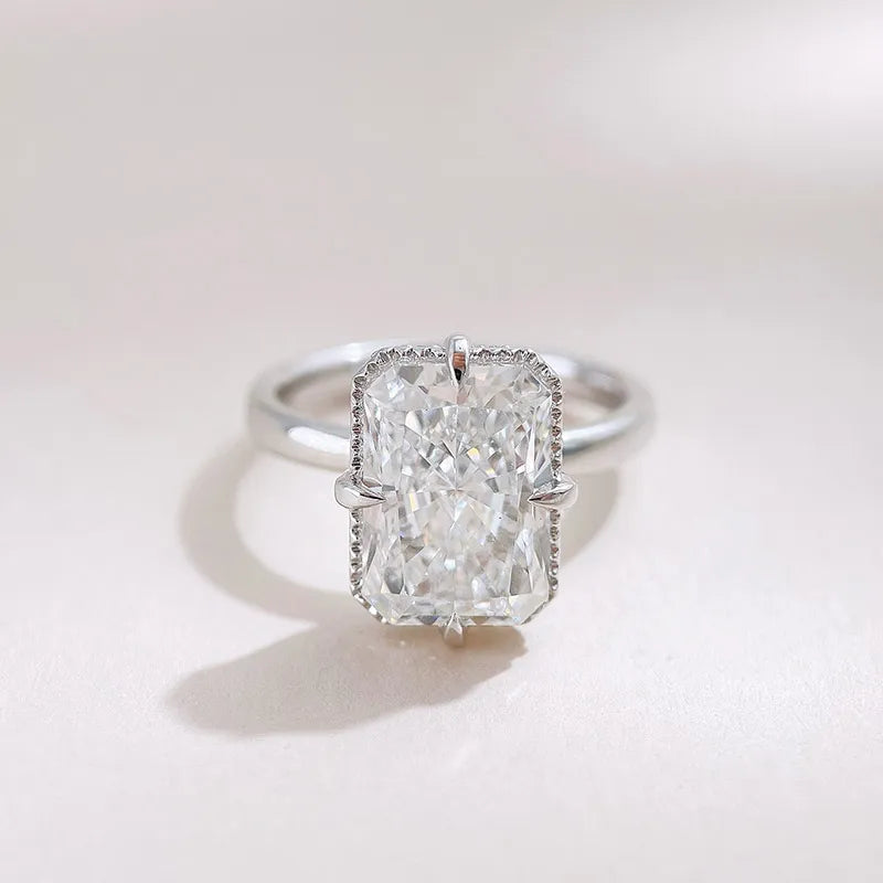 5.02 ct Minimalist Radiant-Cut Lab-Grown Diamond Ring in 18K White Gold