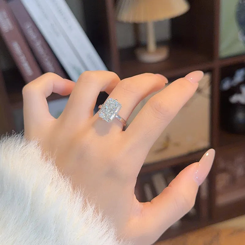 5.02 ct Minimalist Radiant-Cut Lab-Grown Diamond Ring in 18K White Gold