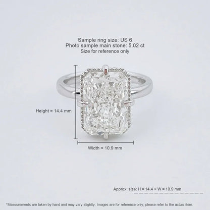 5.02 ct Minimalist Radiant-Cut Lab-Grown Diamond Ring in 18K White Gold