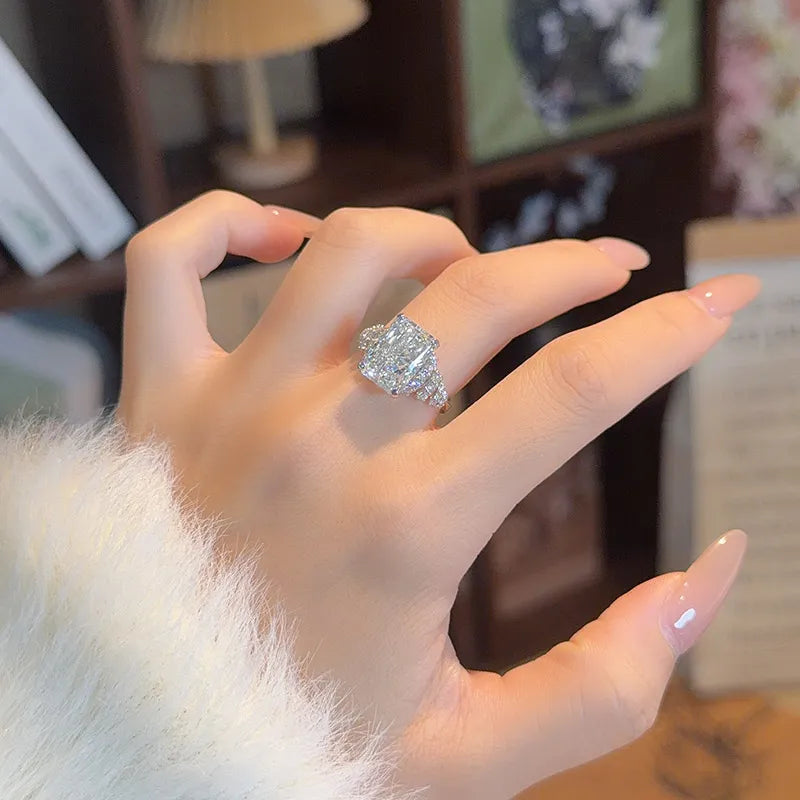 5.03 ct Statement Radiant-Cut Lab-Grown Diamond Ring in 18K White Gold