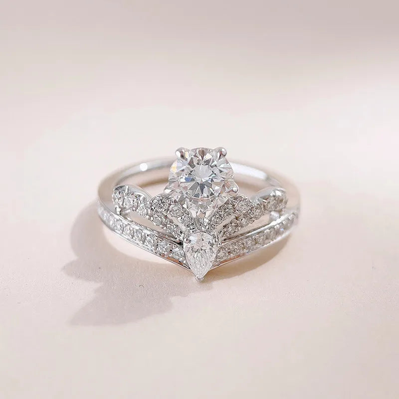 1 ct Crown Round-Cut Lab-Grown Diamond Ring in 18K White Gold – APYFR0462-W