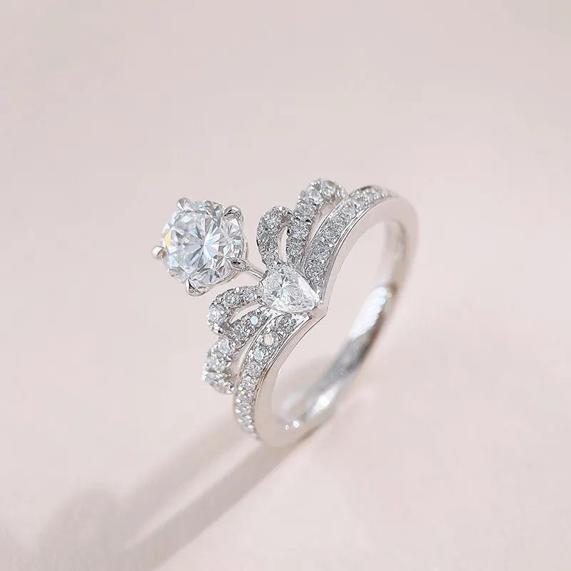 1 ct Crown Round-Cut Lab-Grown Diamond Ring in 18K White Gold – APYFR0462-W