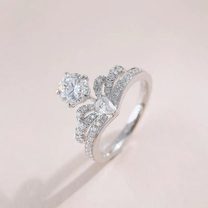 1 ct Crown Round-Cut Lab-Grown Diamond Ring in 18K White Gold – APYFR0462-W