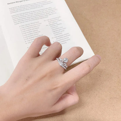 1 ct Crown Round-Cut Lab-Grown Diamond Ring in 18K White Gold – APYFR0462-W