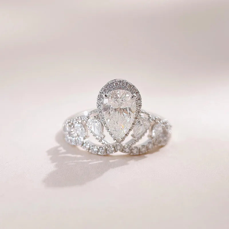 1.08 ct Crown Mixed-Cut Lab-Grown Diamond Ring in 18K White Gold