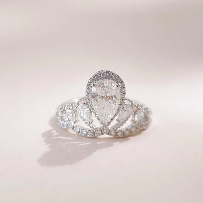 1.08 ct Crown Mixed-Cut Lab-Grown Diamond Ring in 18K White Gold