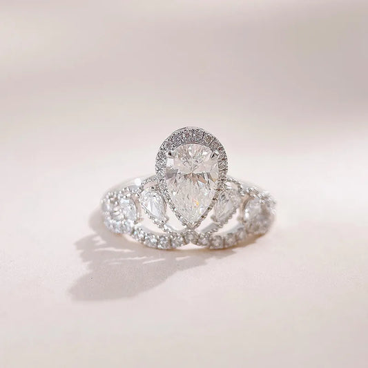 1.08 ct Crown Mixed-Cut Lab-Grown Diamond Ring in 18K White Gold