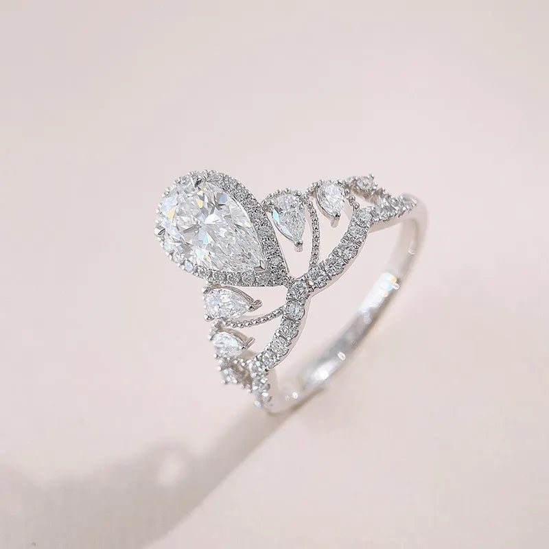 1.08 ct Crown Mixed-Cut Lab-Grown Diamond Ring in 18K White Gold