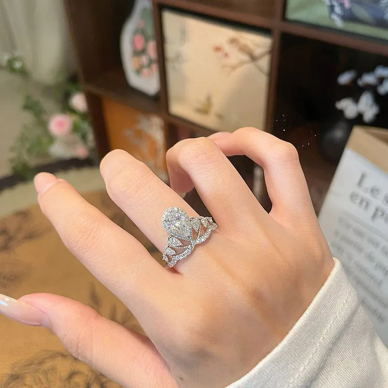 1.08 ct Crown Mixed-Cut Lab-Grown Diamond Ring in 18K White Gold