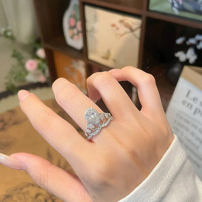 1.08 ct Crown Mixed-Cut Lab-Grown Diamond Ring in 18K White Gold