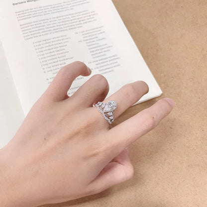 1.08 ct Crown Mixed-Cut Lab-Grown Diamond Ring in 18K White Gold
