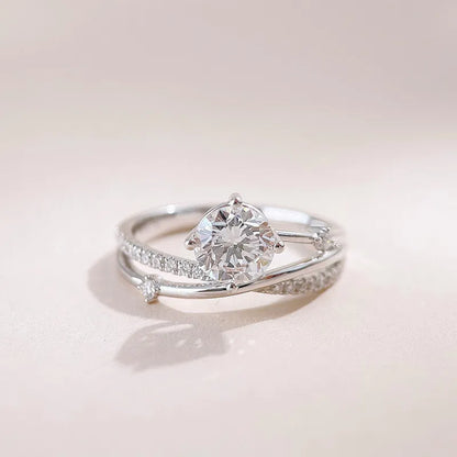 1.04 ct Celestial Four-Prong Round-Cut Lab-Grown Diamond Ring in 18K White Gold