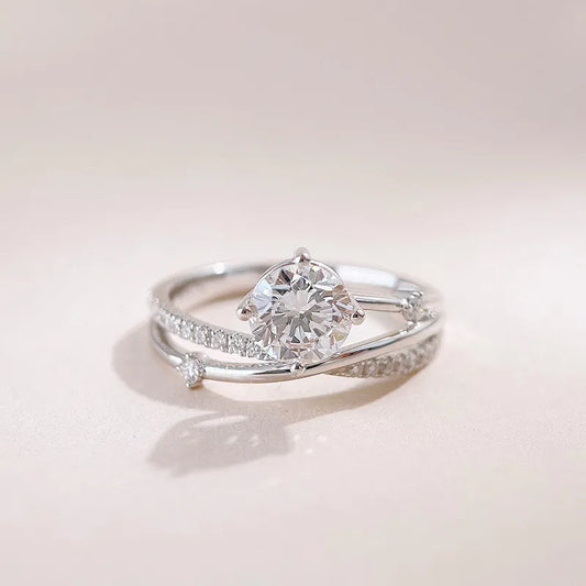 1.04 ct Celestial Four-Prong Round-Cut Lab-Grown Diamond Ring in 18K White Gold