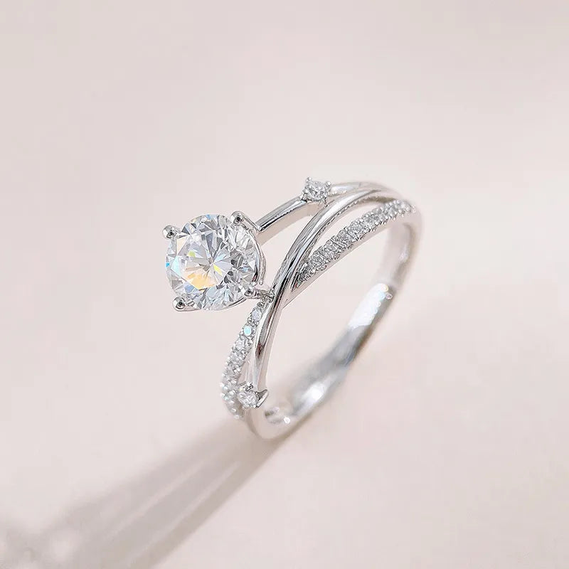 1.04 ct Celestial Four-Prong Round-Cut Lab-Grown Diamond Ring in 18K White Gold