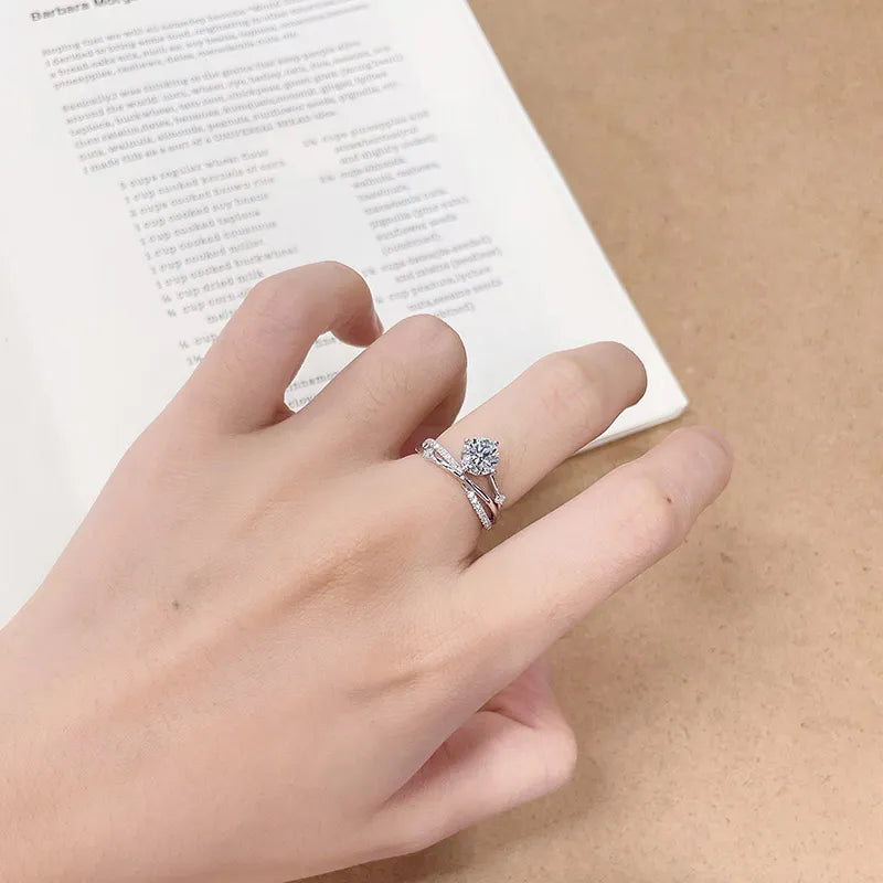 1.04 ct Celestial Four-Prong Round-Cut Lab-Grown Diamond Ring in 18K White Gold