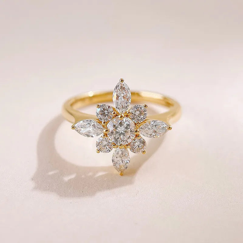 0.3 ct Cross Pavé Mixed-Cut Lab-Grown Diamond Ring in 18K Yellow Gold