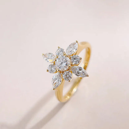 0.3 ct Cross Pavé Mixed-Cut Lab-Grown Diamond Ring in 18K Yellow Gold
