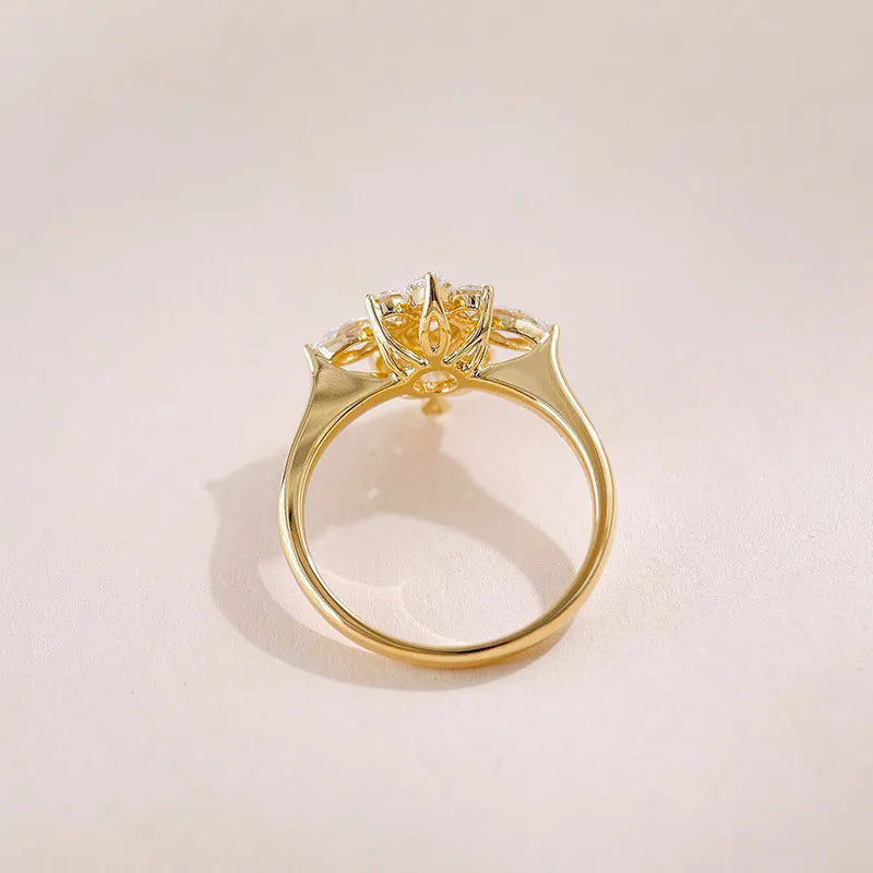 0.3 ct Cross Pavé Mixed-Cut Lab-Grown Diamond Ring in 18K Yellow Gold