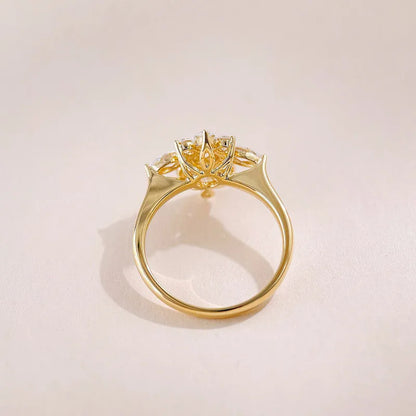 0.3 ct Cross Pavé Mixed-Cut Lab-Grown Diamond Ring in 18K Yellow Gold