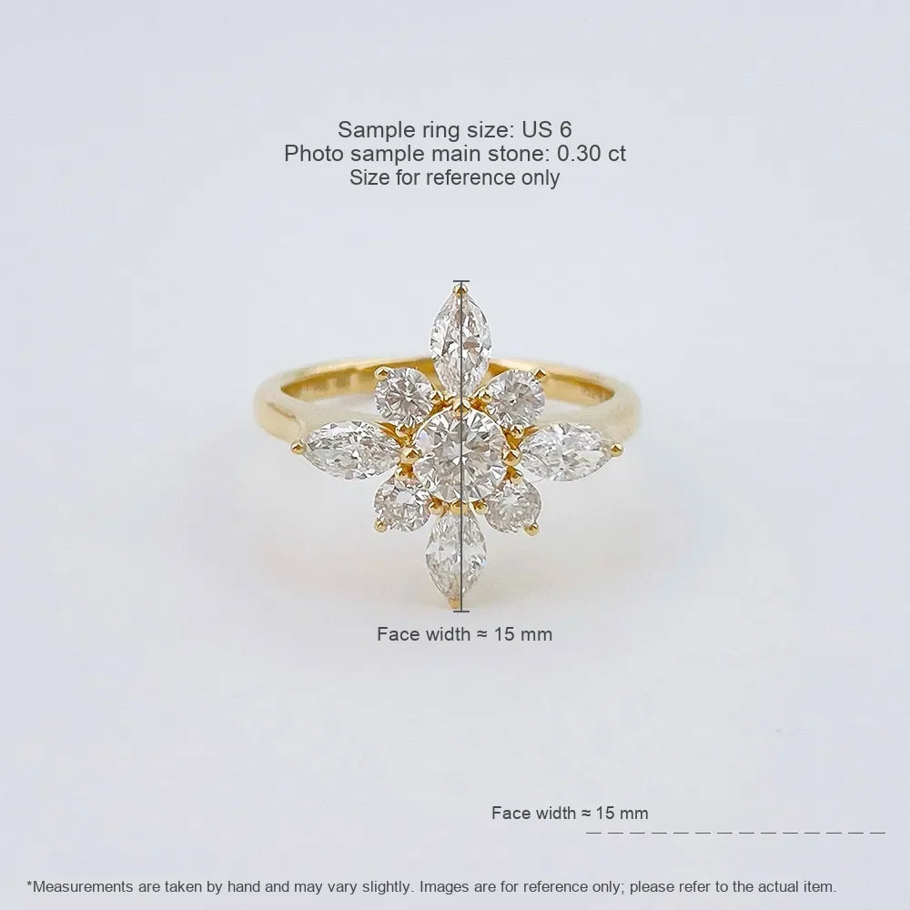 0.3 ct Cross Pavé Mixed-Cut Lab-Grown Diamond Ring in 18K Yellow Gold