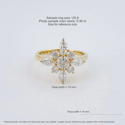 0.3 ct Cross Pavé Mixed-Cut Lab-Grown Diamond Ring in 18K Yellow Gold