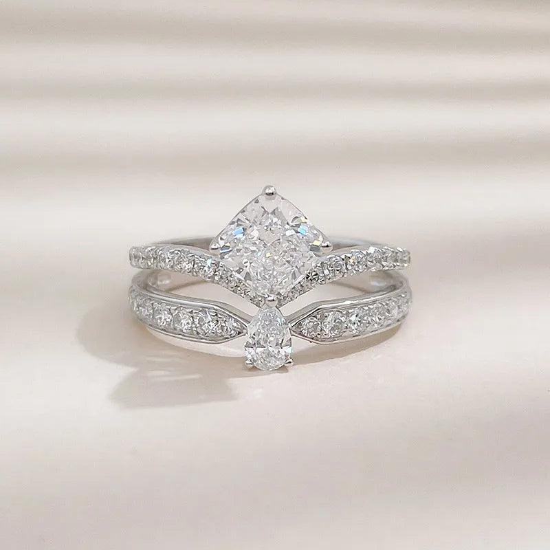 1 ct Crown Princess-Cut Lab-Grown Diamond Ring in 18K White Gold