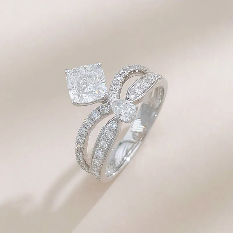 1 ct Crown Princess-Cut Lab-Grown Diamond Ring in 18K White Gold