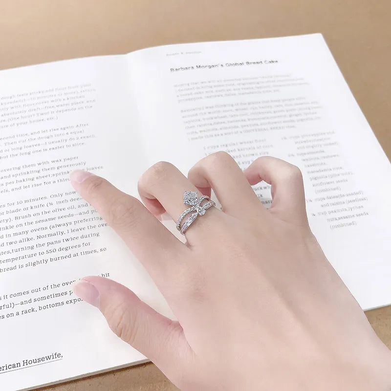 1 ct Crown Princess-Cut Lab-Grown Diamond Ring in 18K White Gold