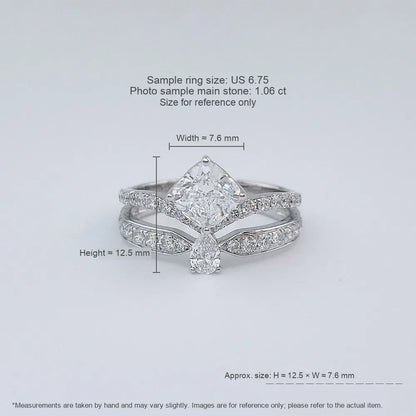 1 ct Crown Princess-Cut Lab-Grown Diamond Ring in 18K White Gold