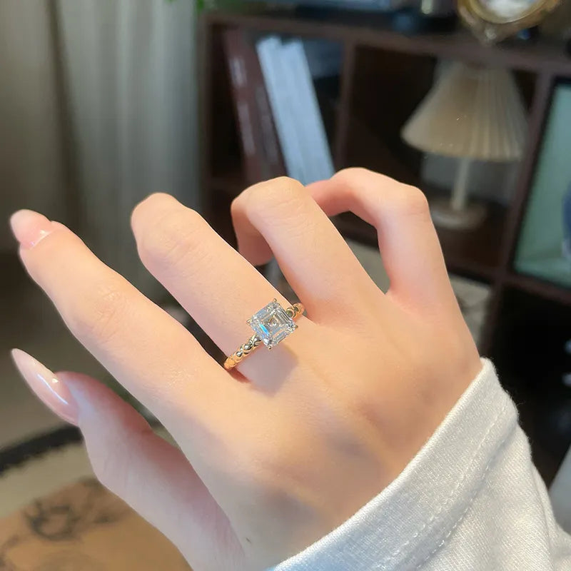 2.1 ct Vintage Princess-Cut Lab-Grown Diamond Ring in 18K Yellow Gold – APYFR0492-Y
