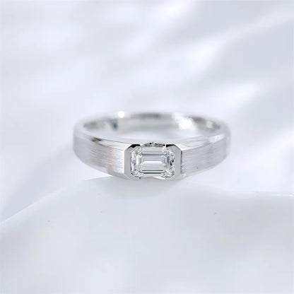 0.53 ct Minimalist Emerald-Cut Lab-Grown Diamond Ring in 18K White Gold – APYMR0001-W