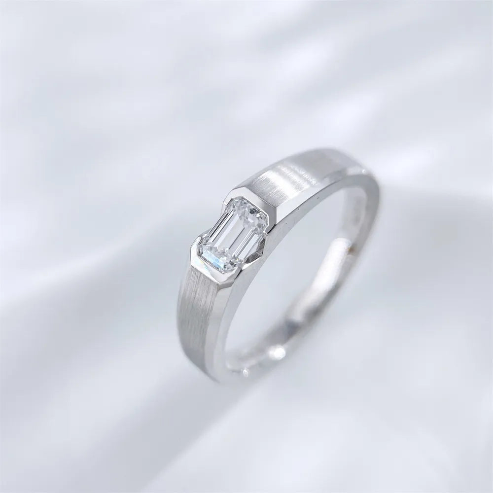 0.53 ct Minimalist Emerald-Cut Lab-Grown Diamond Ring in 18K White Gold – APYMR0001-W