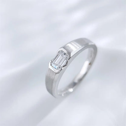 0.53 ct Minimalist Emerald-Cut Lab-Grown Diamond Ring in 18K White Gold – APYMR0001-W