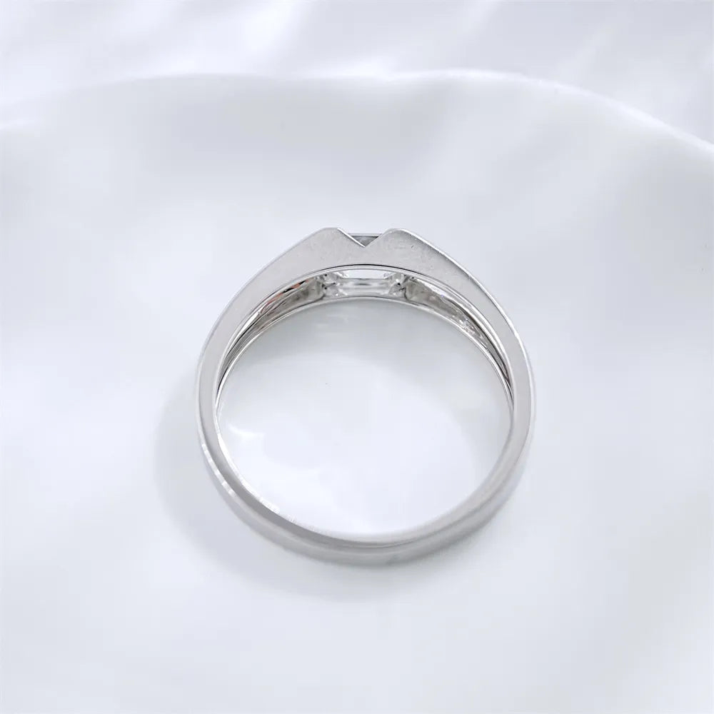 0.53 ct Minimalist Emerald-Cut Lab-Grown Diamond Ring in 18K White Gold – APYMR0001-W