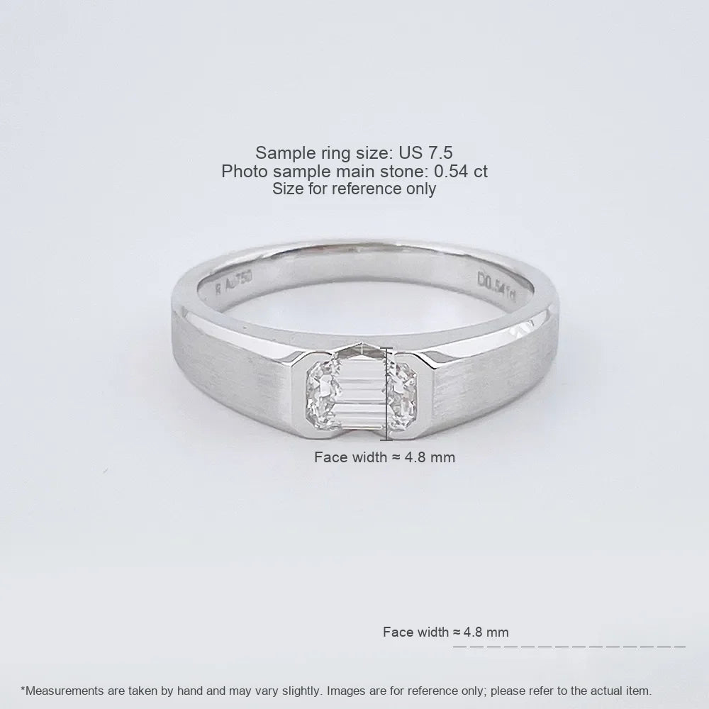 0.53 ct Minimalist Emerald-Cut Lab-Grown Diamond Ring in 18K White Gold – APYMR0001-W