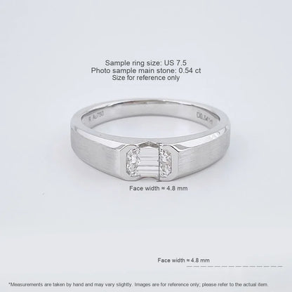 0.53 ct Minimalist Emerald-Cut Lab-Grown Diamond Ring in 18K White Gold – APYMR0001-W