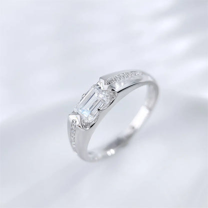 1 ct Minimalist Emerald-Cut Lab-Grown Diamond Ring in 18K White Gold – APYMR0002-W