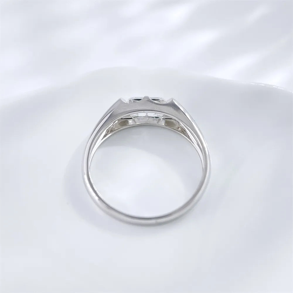 1 ct Minimalist Emerald-Cut Lab-Grown Diamond Ring in 18K White Gold – APYMR0002-W