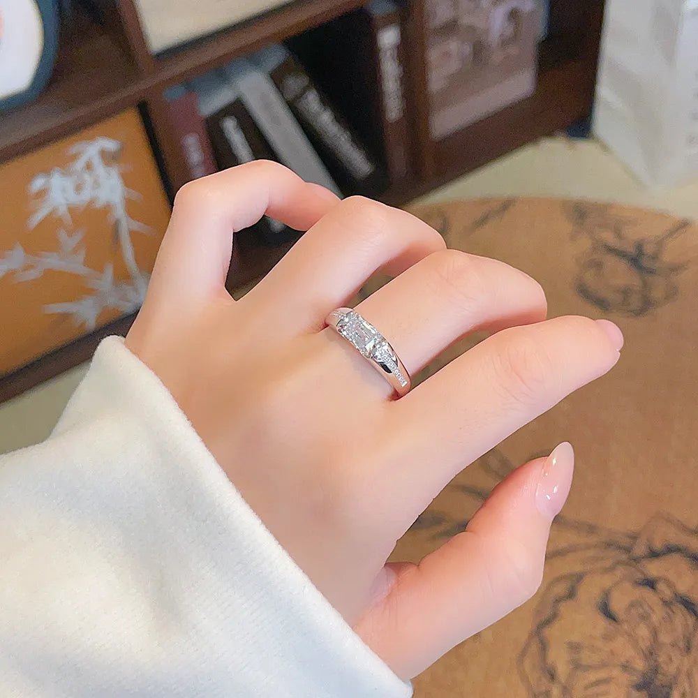 1 ct Minimalist Emerald-Cut Lab-Grown Diamond Ring in 18K White Gold – APYMR0002-W
