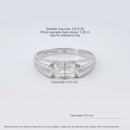 1 ct Minimalist Emerald-Cut Lab-Grown Diamond Ring in 18K White Gold – APYMR0002-W