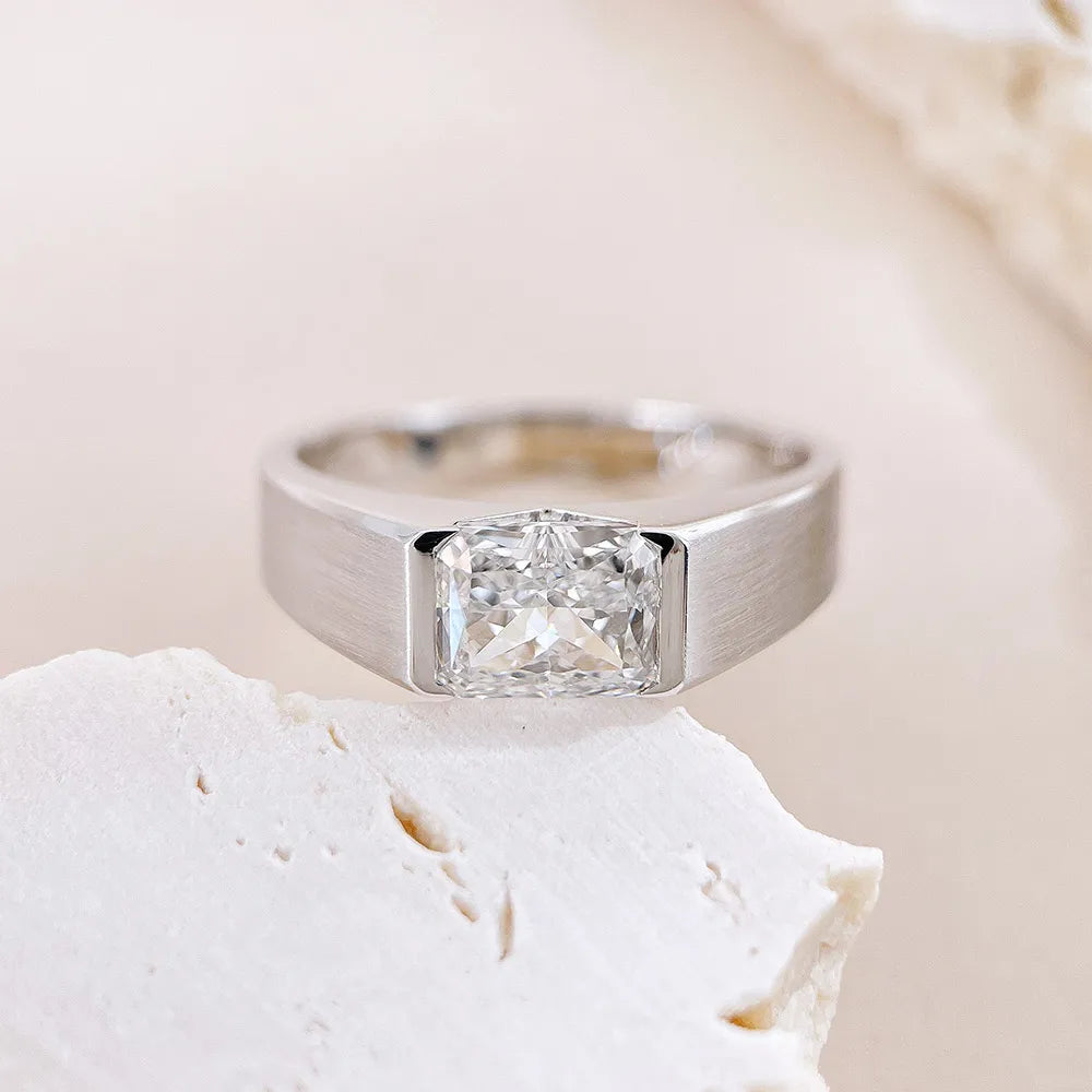 2.07 ct Minimalist Princess-Cut Lab-Grown Diamond Ring in 18K White Gold – APYMR0003-W