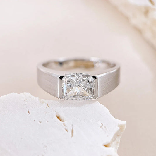 2.07 ct Minimalist Princess-Cut Lab-Grown Diamond Ring in 18K White Gold – APYMR0003-W