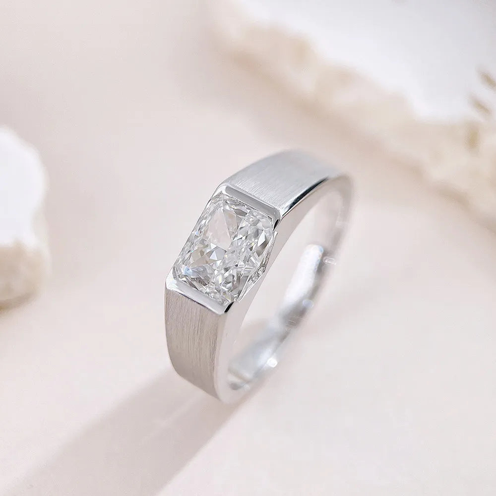 2.07 ct Minimalist Princess-Cut Lab-Grown Diamond Ring in 18K White Gold – APYMR0003-W