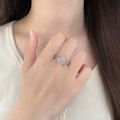2.07 ct Minimalist Princess-Cut Lab-Grown Diamond Ring in 18K White Gold – APYMR0003-W