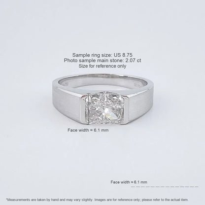 2.07 ct Minimalist Princess-Cut Lab-Grown Diamond Ring in 18K White Gold – APYMR0003-W