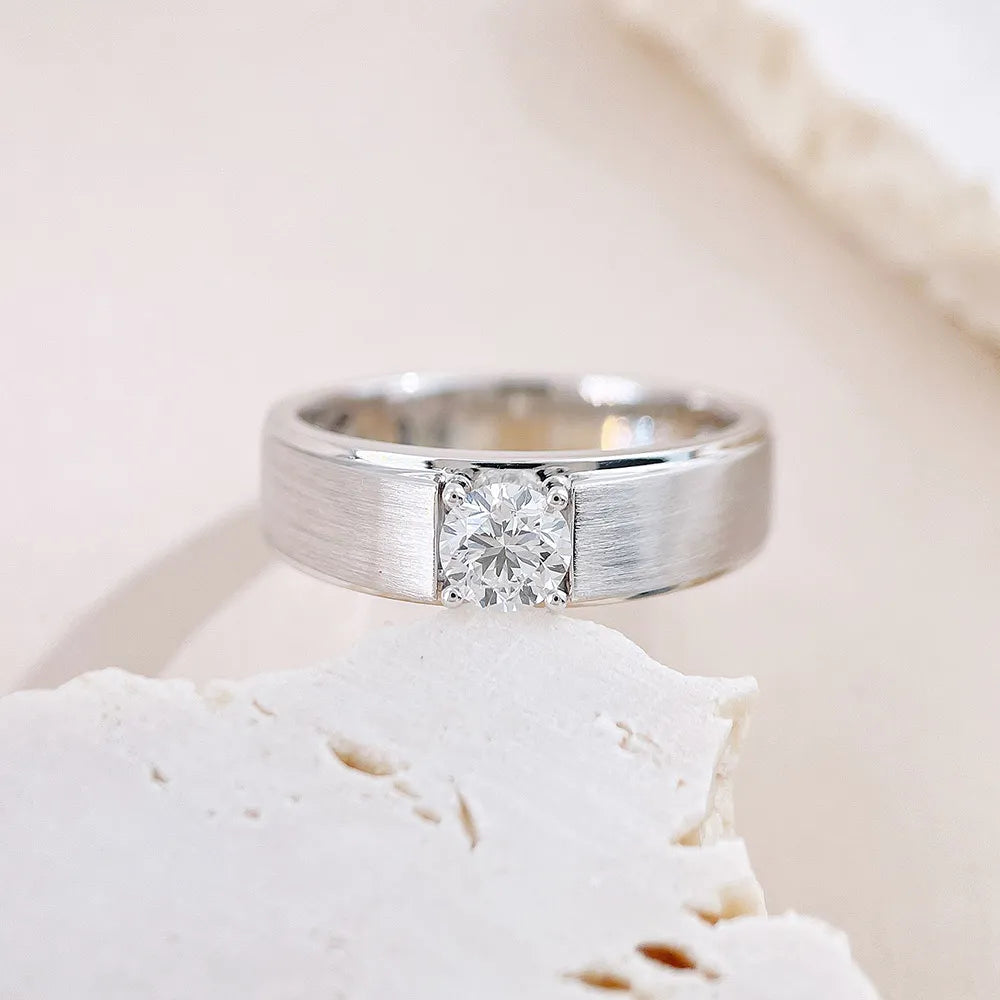 0.53 ct Minimalist Princess-Cut Lab-Grown Diamond Ring in 18K White Gold – APYMR0004-W