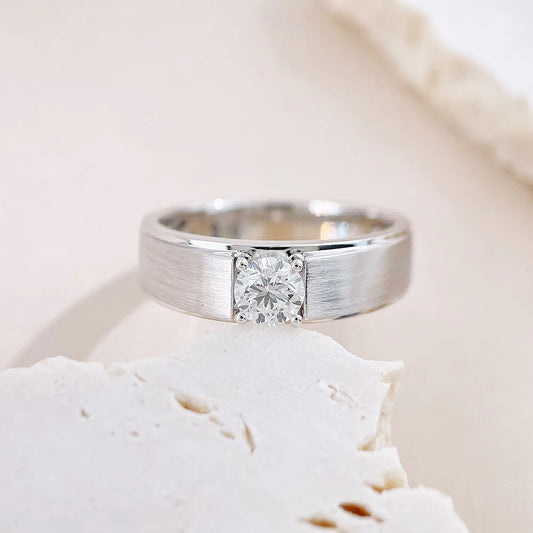 0.53 ct Minimalist Princess-Cut Lab-Grown Diamond Ring in 18K White Gold – APYMR0004-W