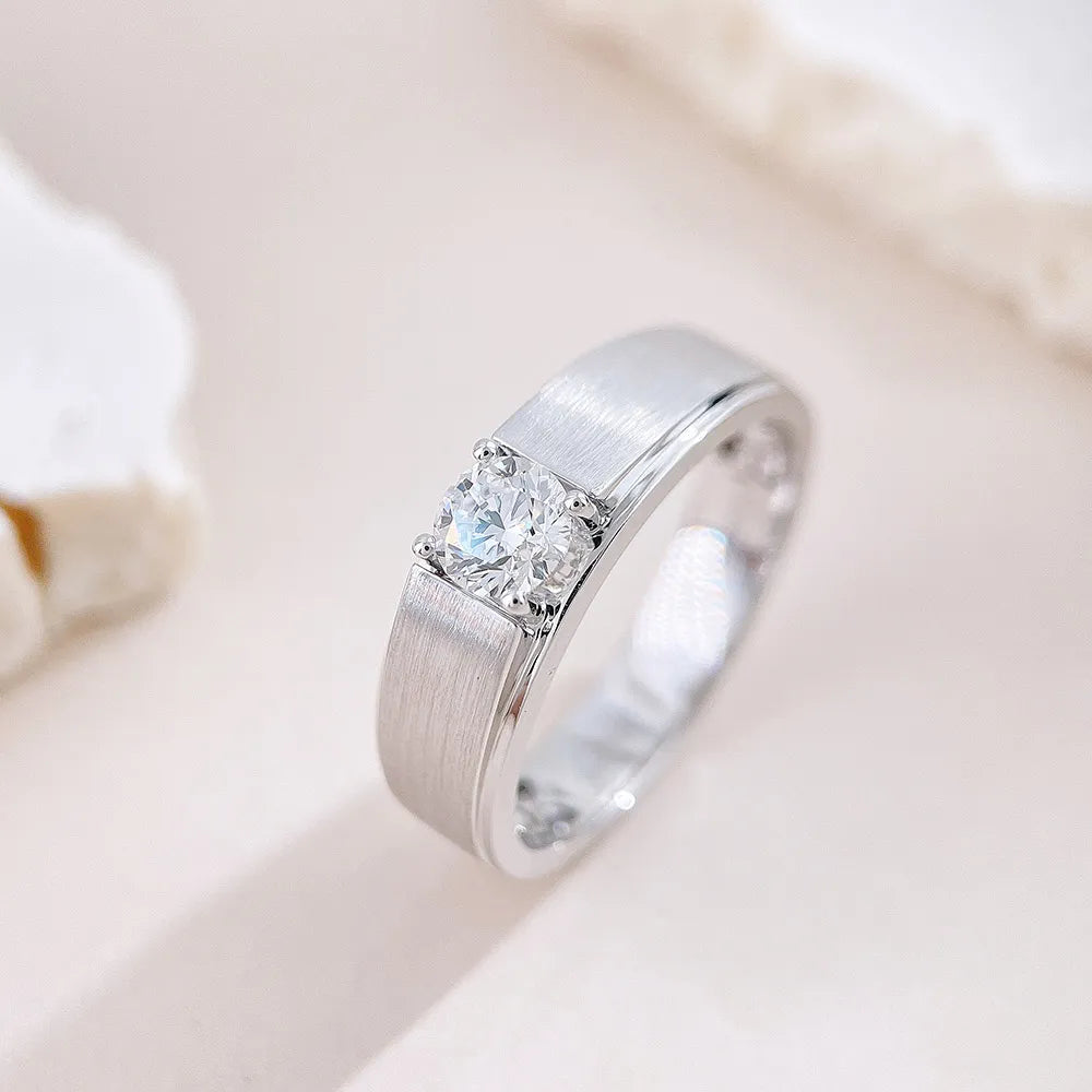 0.53 ct Minimalist Princess-Cut Lab-Grown Diamond Ring in 18K White Gold – APYMR0004-W