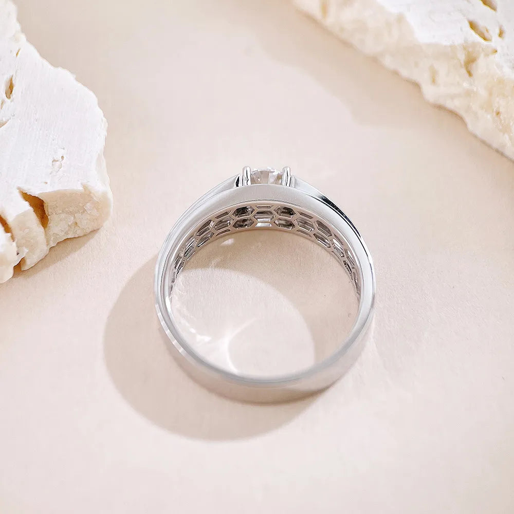0.53 ct Minimalist Princess-Cut Lab-Grown Diamond Ring in 18K White Gold – APYMR0004-W