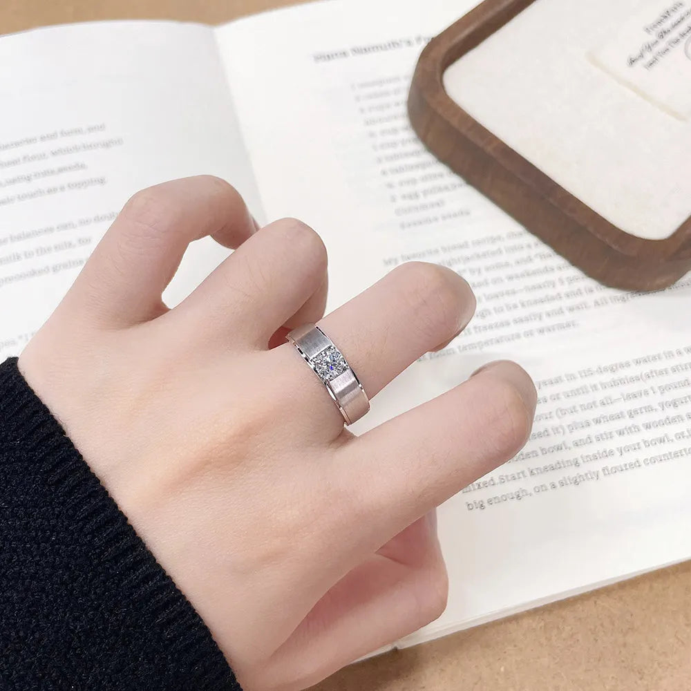 0.53 ct Minimalist Princess-Cut Lab-Grown Diamond Ring in 18K White Gold – APYMR0004-W